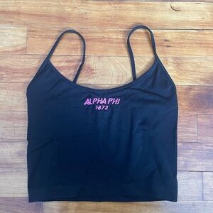 Alpha Phi (APHI) Hang Loose Hut Stretchy Black Tank Top